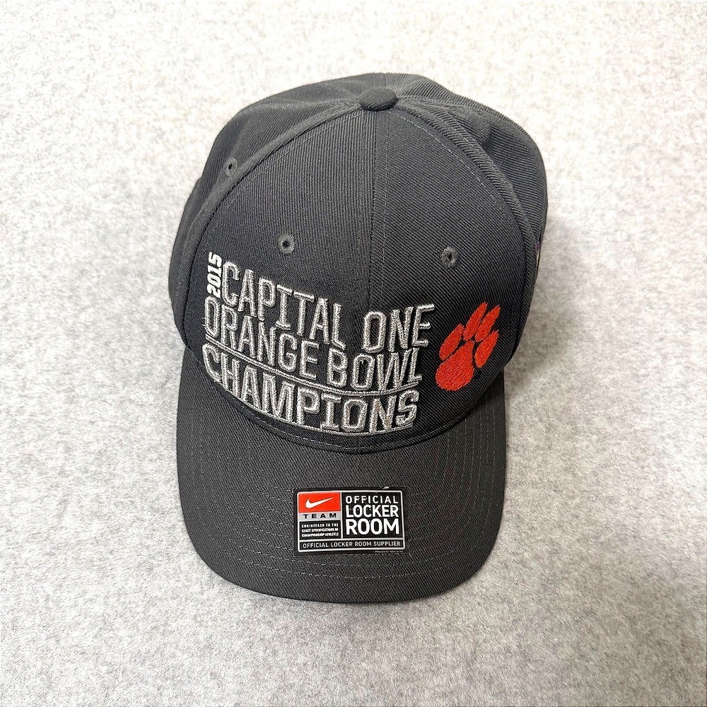 Nike Clemson Tigers Hat Mens 2015 Orange Bowl Champions Locker Room Grey Cap OS